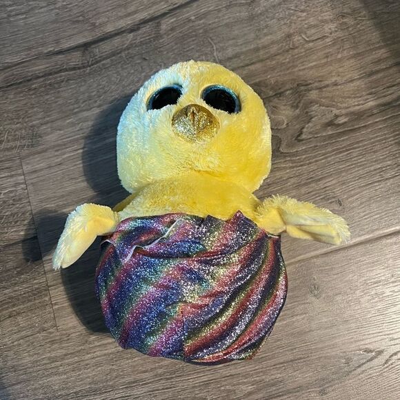TY Beanie Boos - MEGG the Chick in Rainbow Egg Shell (Glitter Eyes)9 inches - Picture 2 of 8